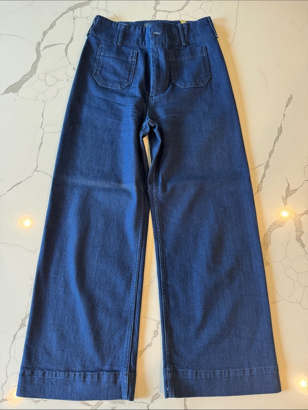 Anthropologie Maeve The Colette Jeans in Dark Blue with Yellow Accent